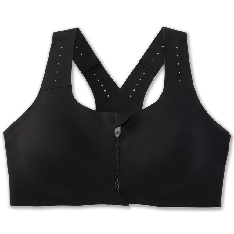 Brooks Dare Zip 2.0 - Womens Sports Running Bra - Black (06495MBJL)